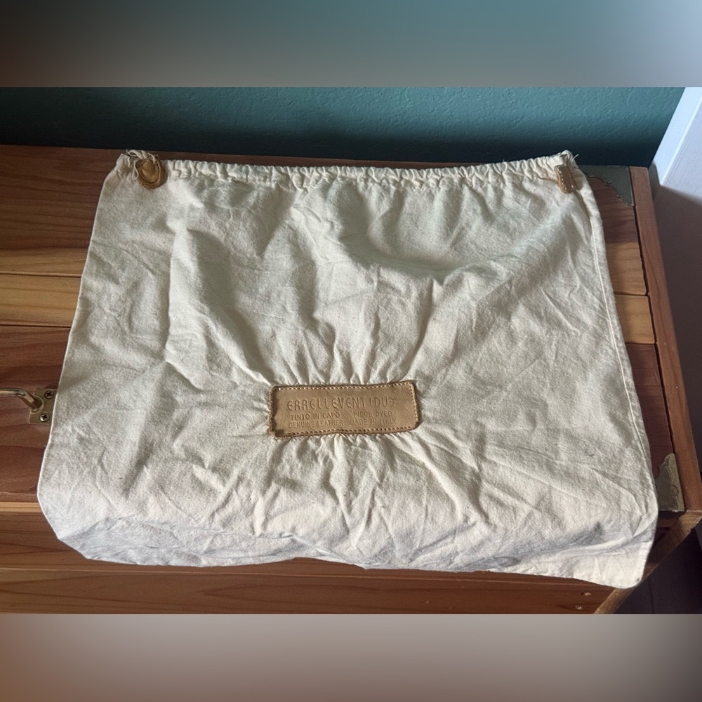 Cotton Leather Beige duster bag by ERRELLEVENTIDUE Drawstring Italy 17x17”